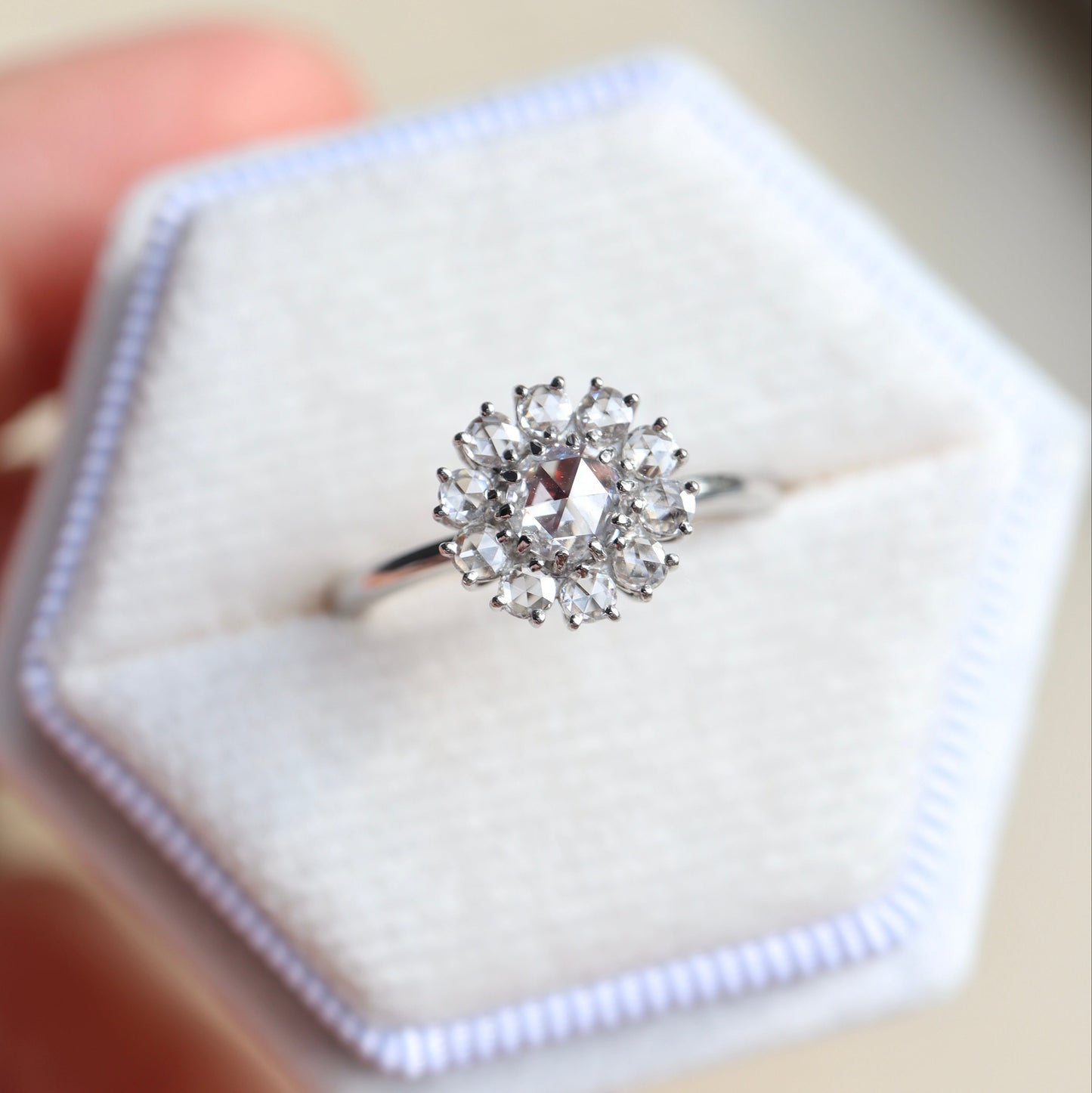 Pt900 Rose cut Diamond Ring