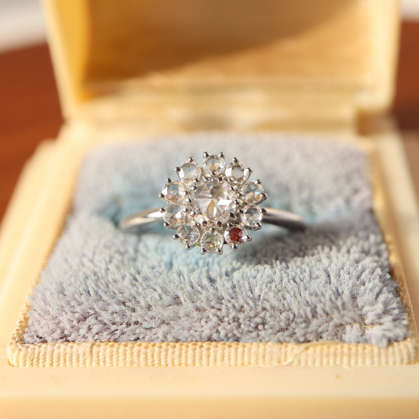 Pt900 Rose cut Diamond Ring