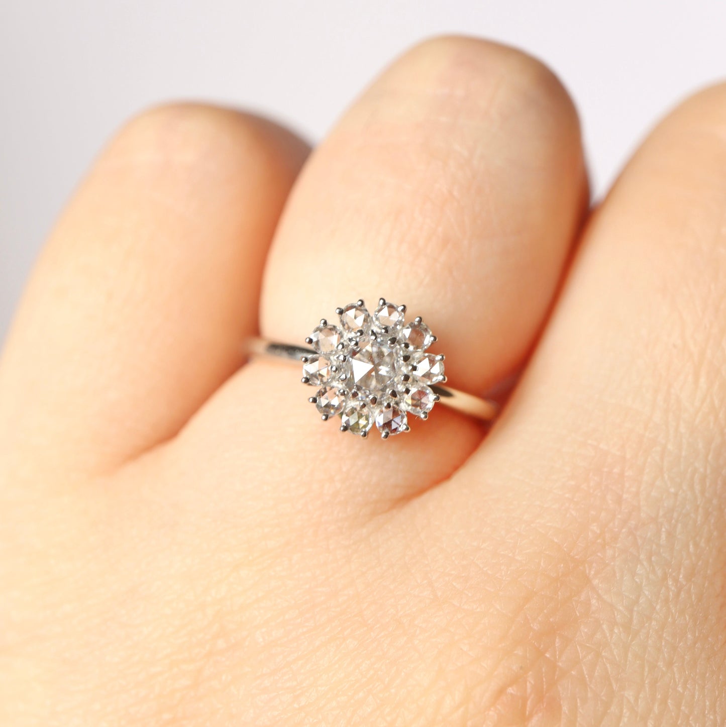 Pt900 Rose cut Diamond Ring