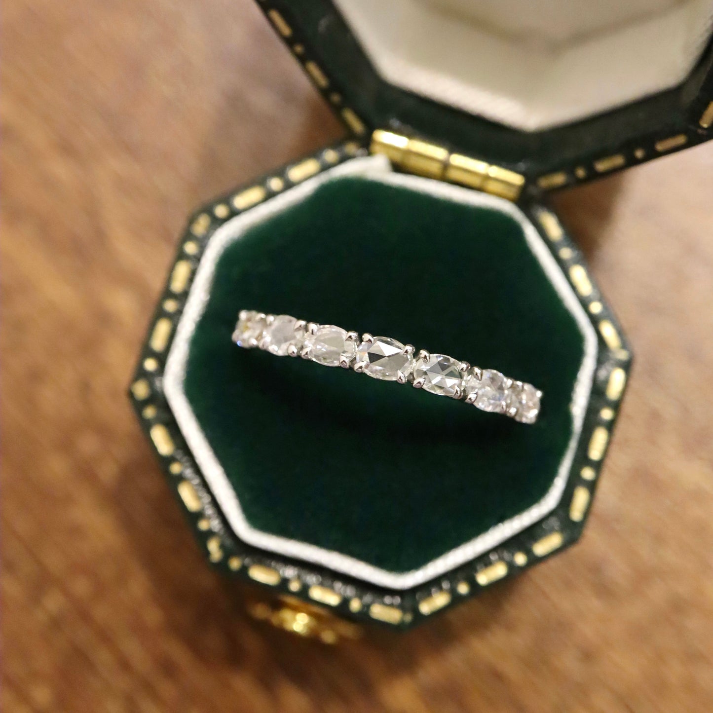 Pt950 Rose cut Oval Diamond Eternity Ring