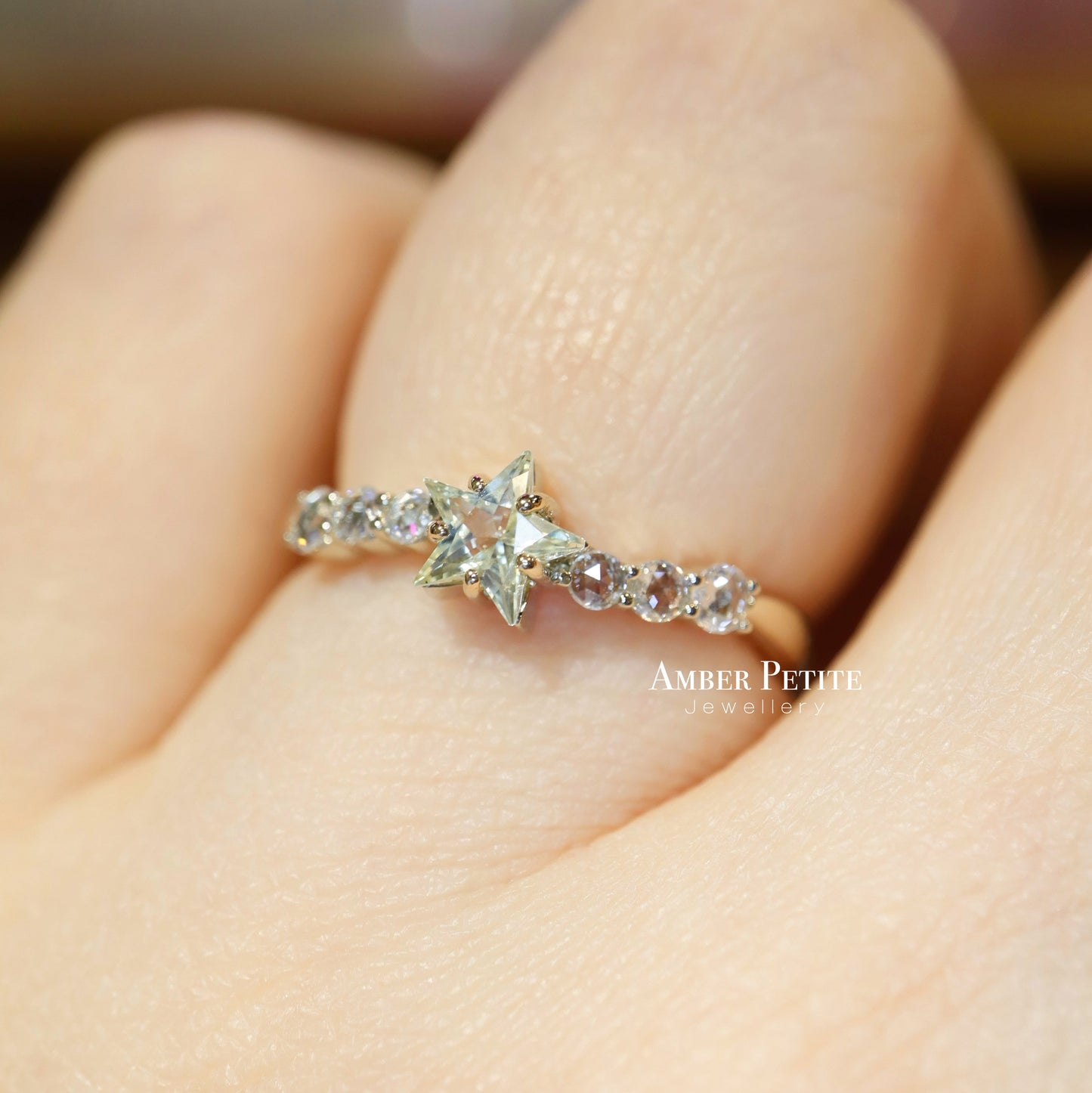 18K Star Cut Sapphire and Diamond Ring