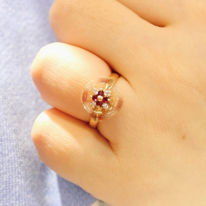 18K Vintage Waltham Ruby and Diamond Spinner Ring