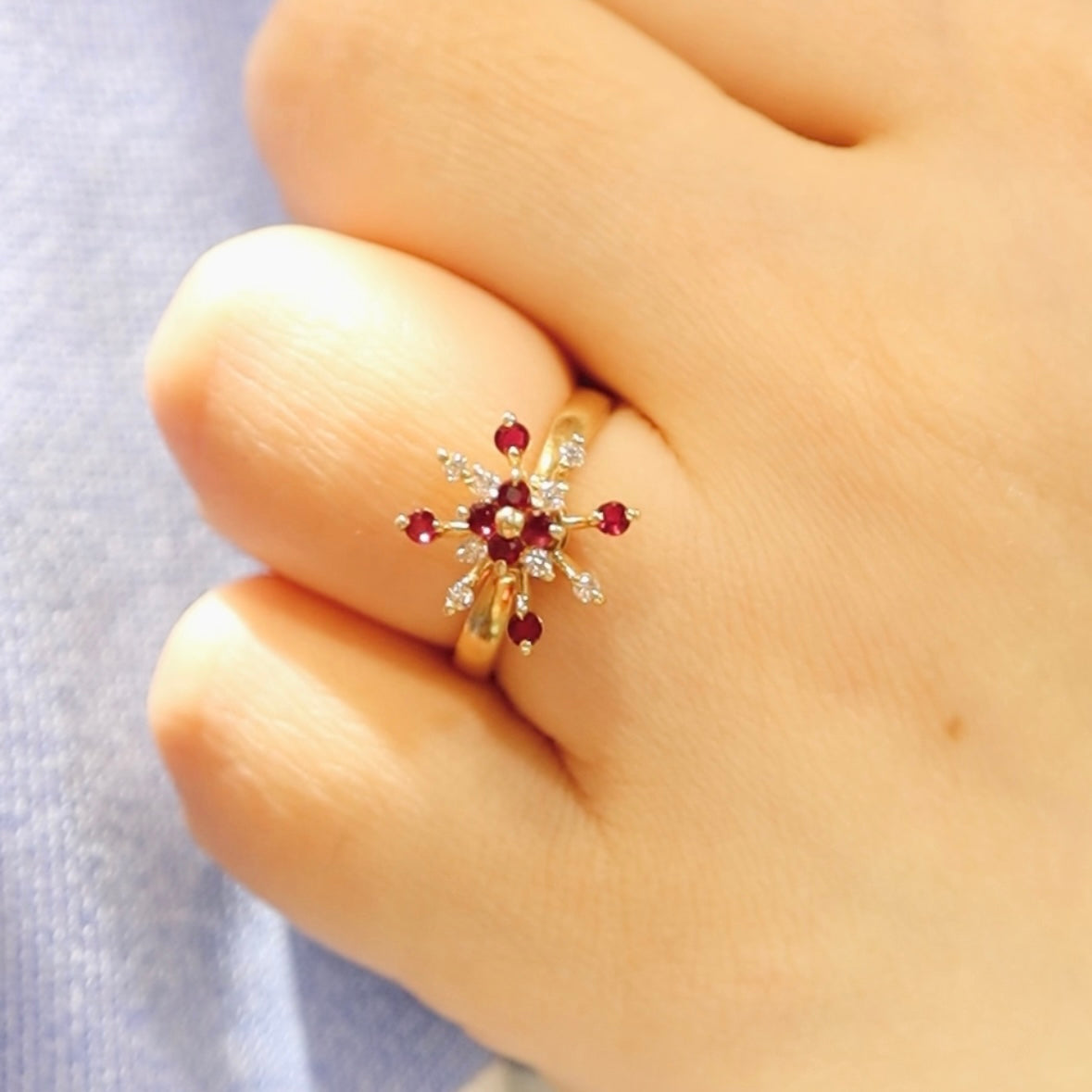 18K Vintage Waltham Ruby and Diamond Spinner Ring