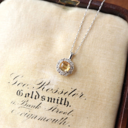 18K Golden Hair Quart and Diamond Necklace