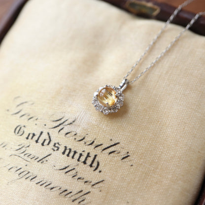 18K Golden Hair Quart and Diamond Necklace