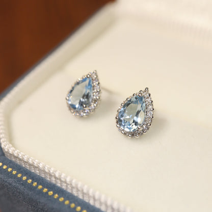 Pt900 Aquamarine Diamond Earrings