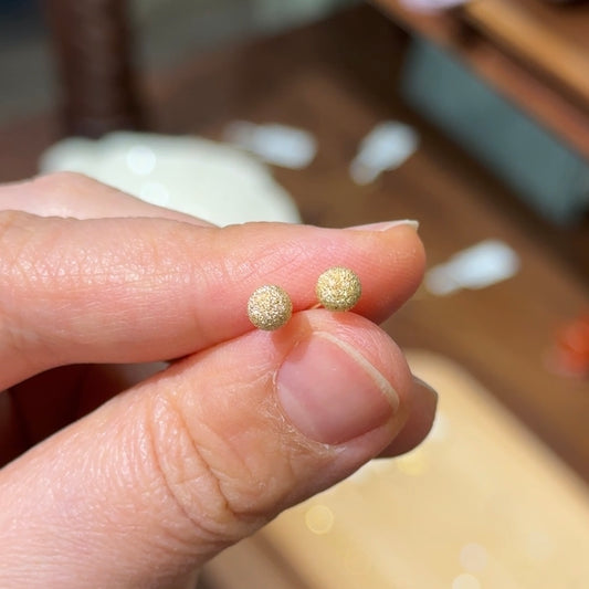 18K Matte Gold Bead Earrings