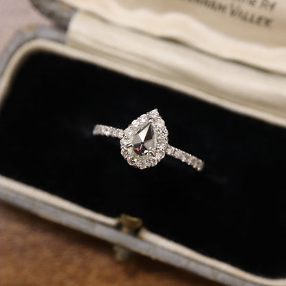 Pt950 Pear Rose Cut Diamond Ring