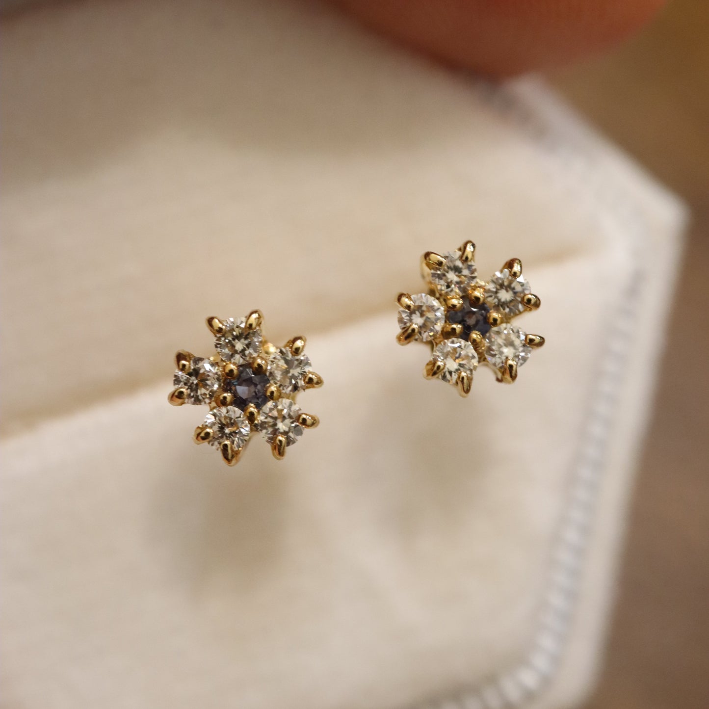 18K Natural Alexandrite and Diamond Earrings