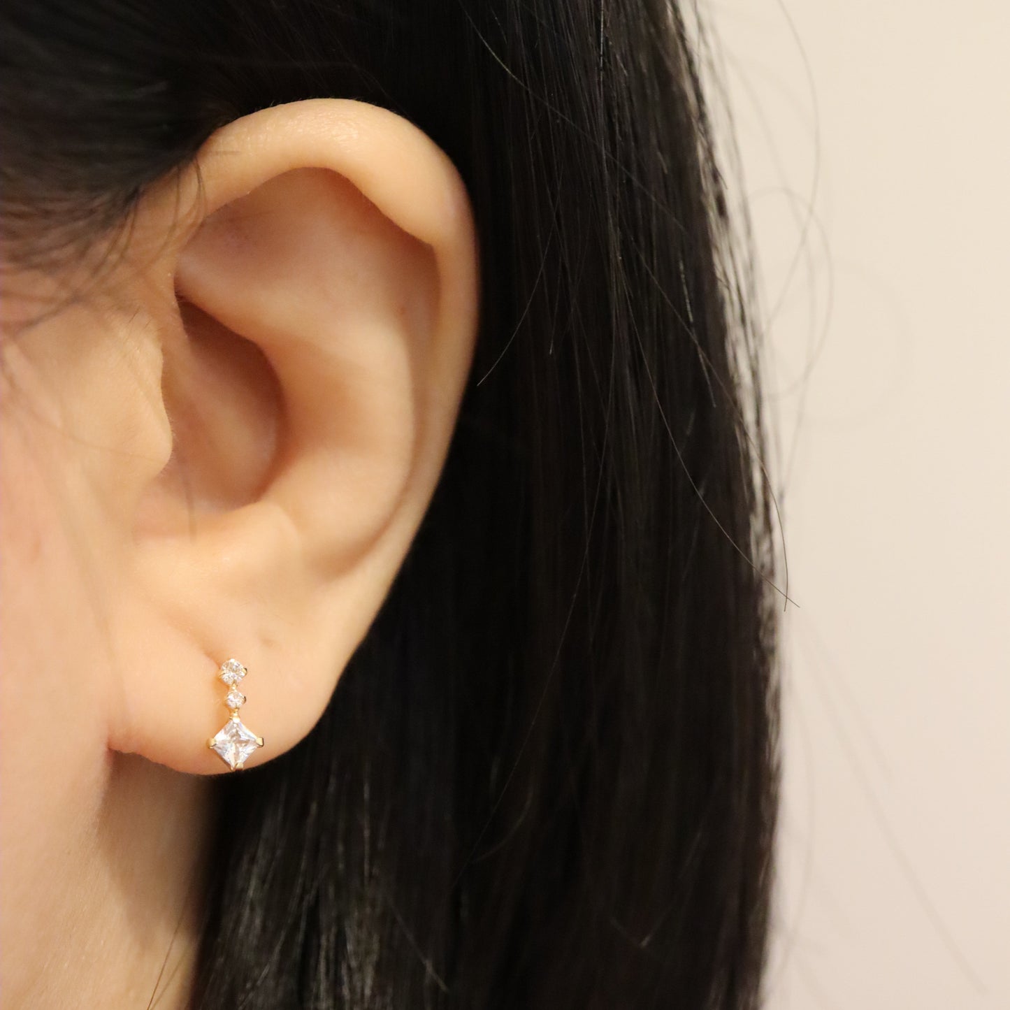 18K Princess-cut Cubic Zirconia Earrings