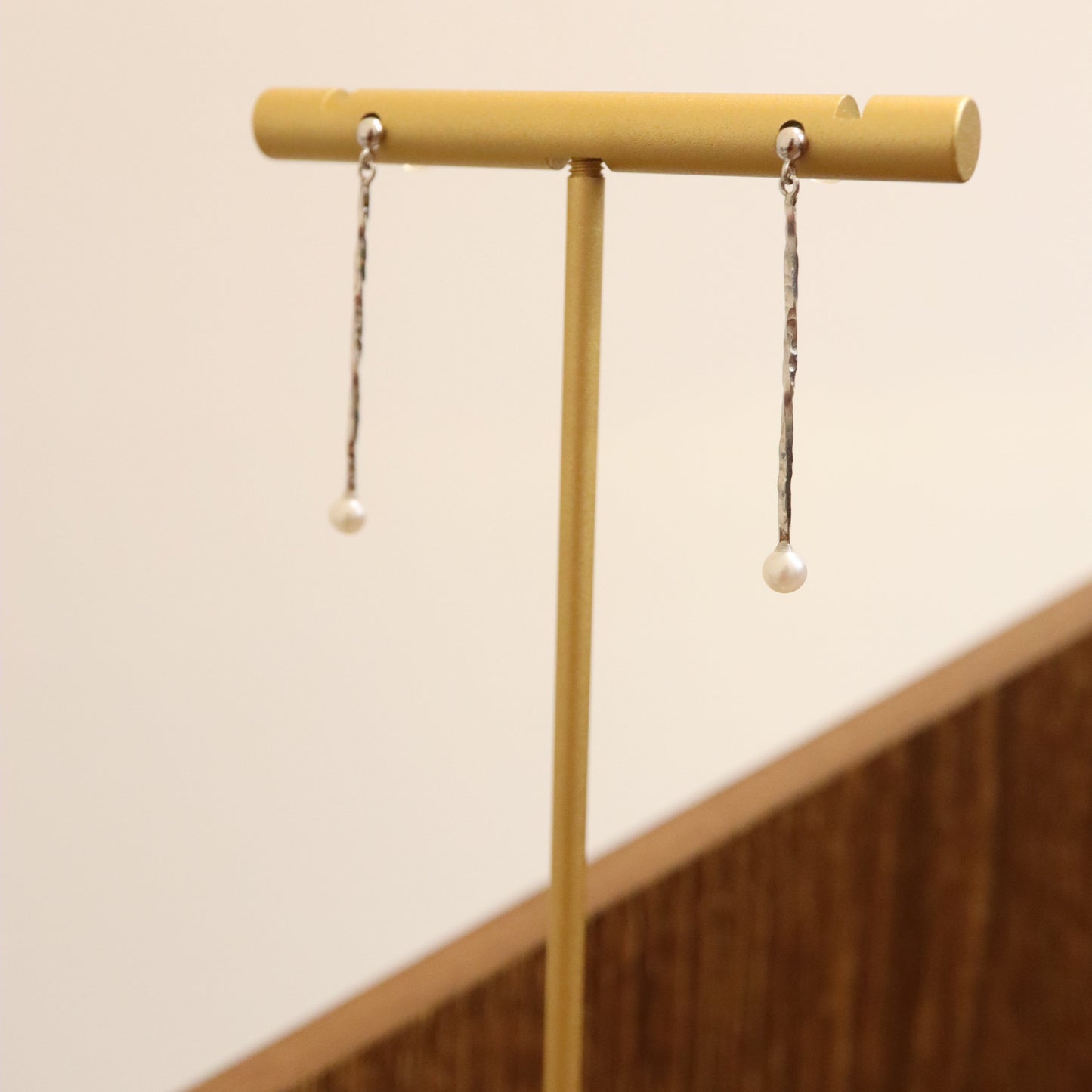 14K Hammered Gold Earrings with Akoya Pearls