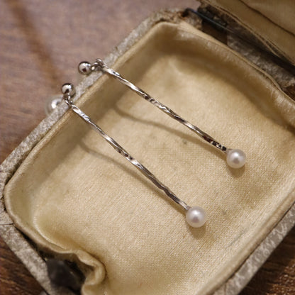 14K Hammered Gold Earrings with Akoya Pearls