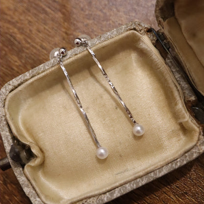 14K Hammered Gold Earrings with Akoya Pearls