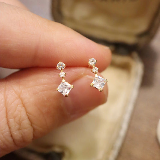 18K Princess-cut Cubic Zirconia Earrings