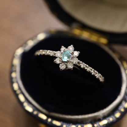 Pt950 Paraiba and Diamond Ring