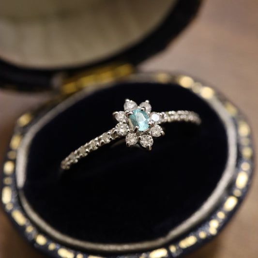 Pt950 Paraiba and Diamond Ring