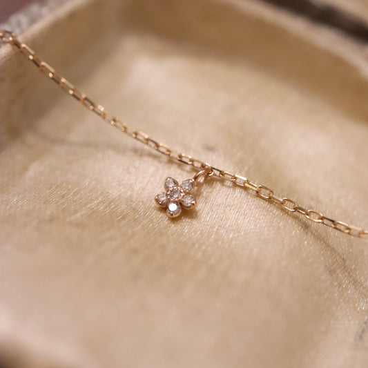 10K Dainty Diamond Floral Bracelet