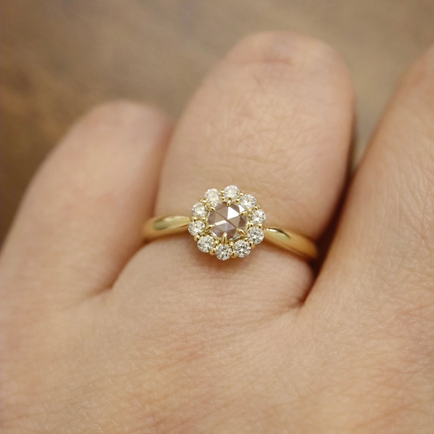 18K Rose Cut Diamond Ring