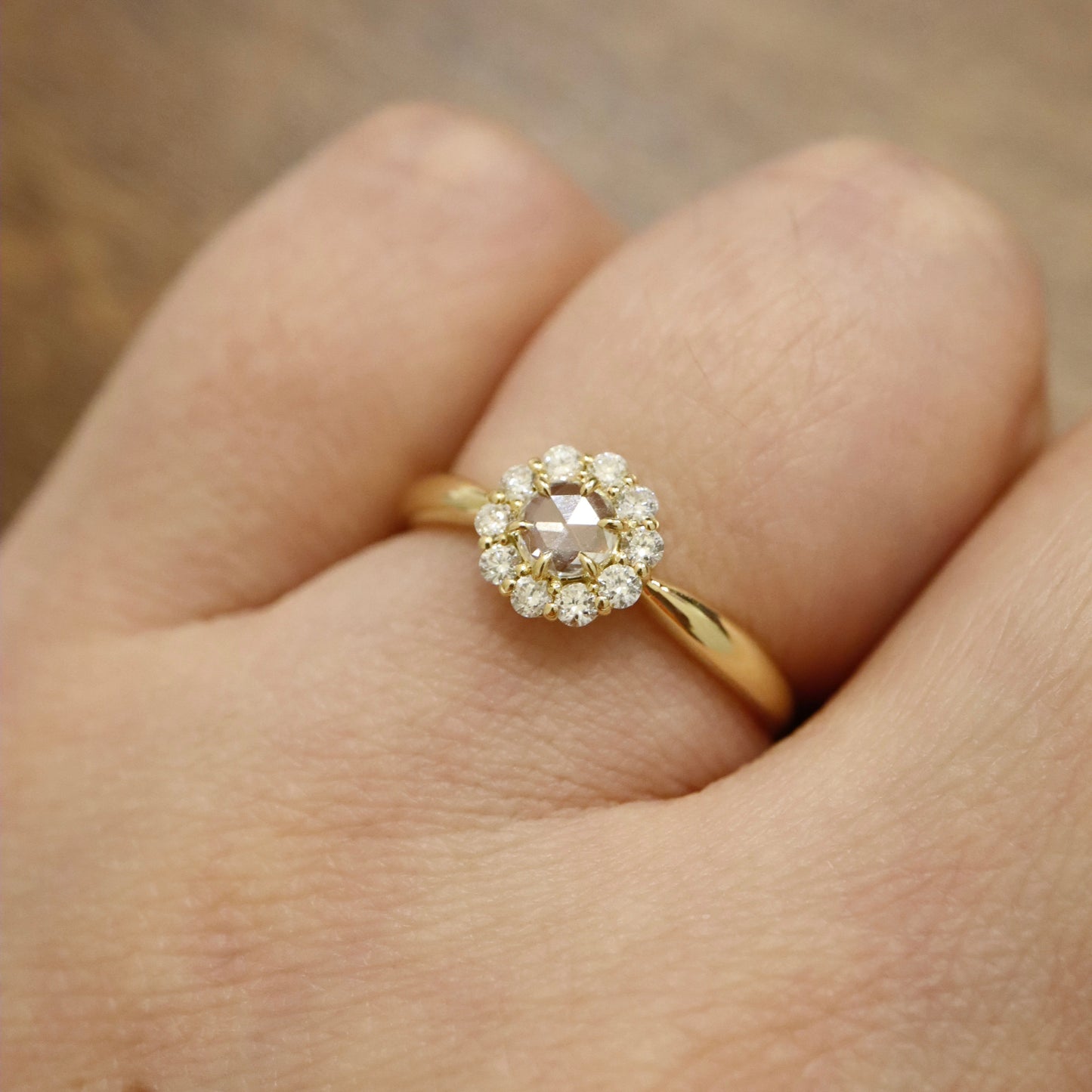 18K Rose Cut Diamond Ring