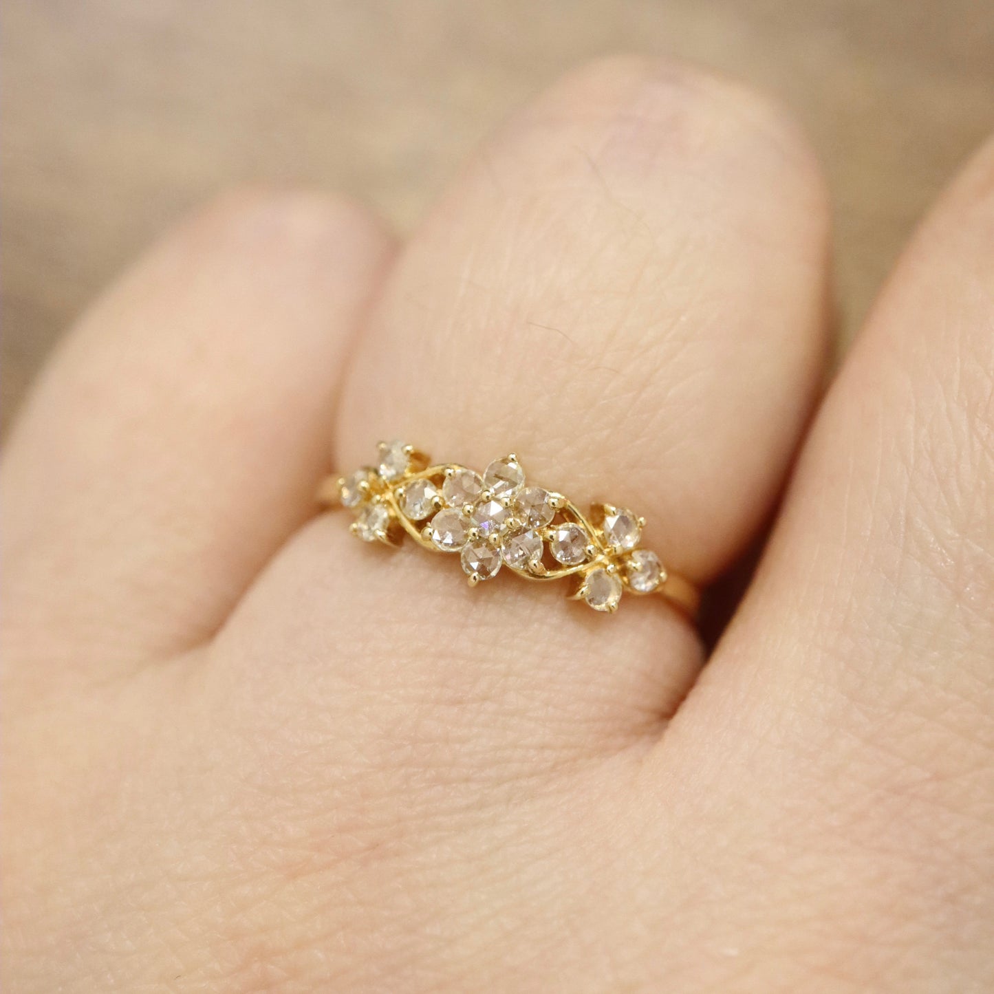 18K Rose Cut Diamond Bouquet Ring