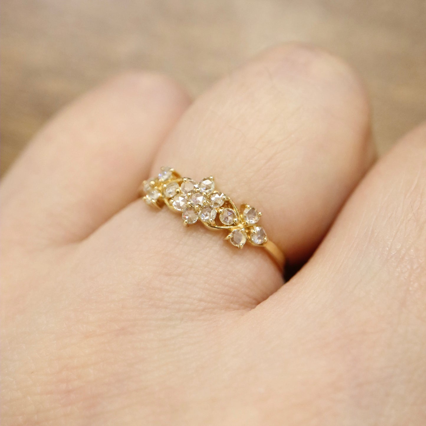 18K Rose Cut Diamond Bouquet Ring