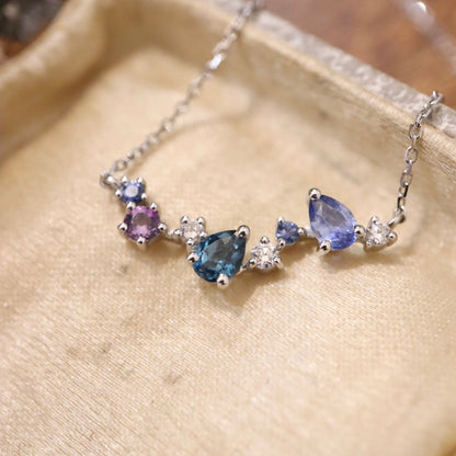 18K Sapphire and Diamond Petal Neckkace