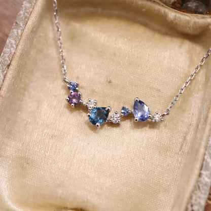 18K Sapphire and Diamond Petal Neckkace