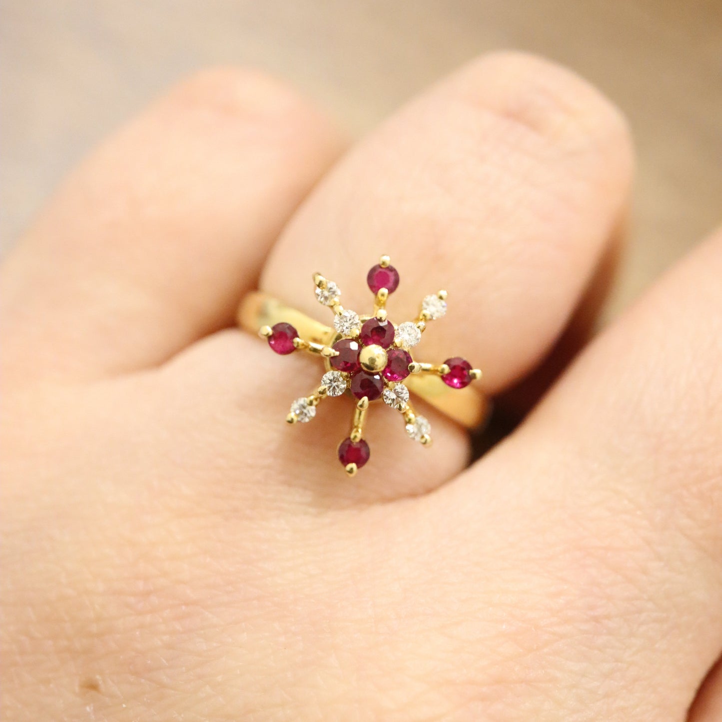 18K Vintage Waltham Ruby and Diamond Spinner Ring