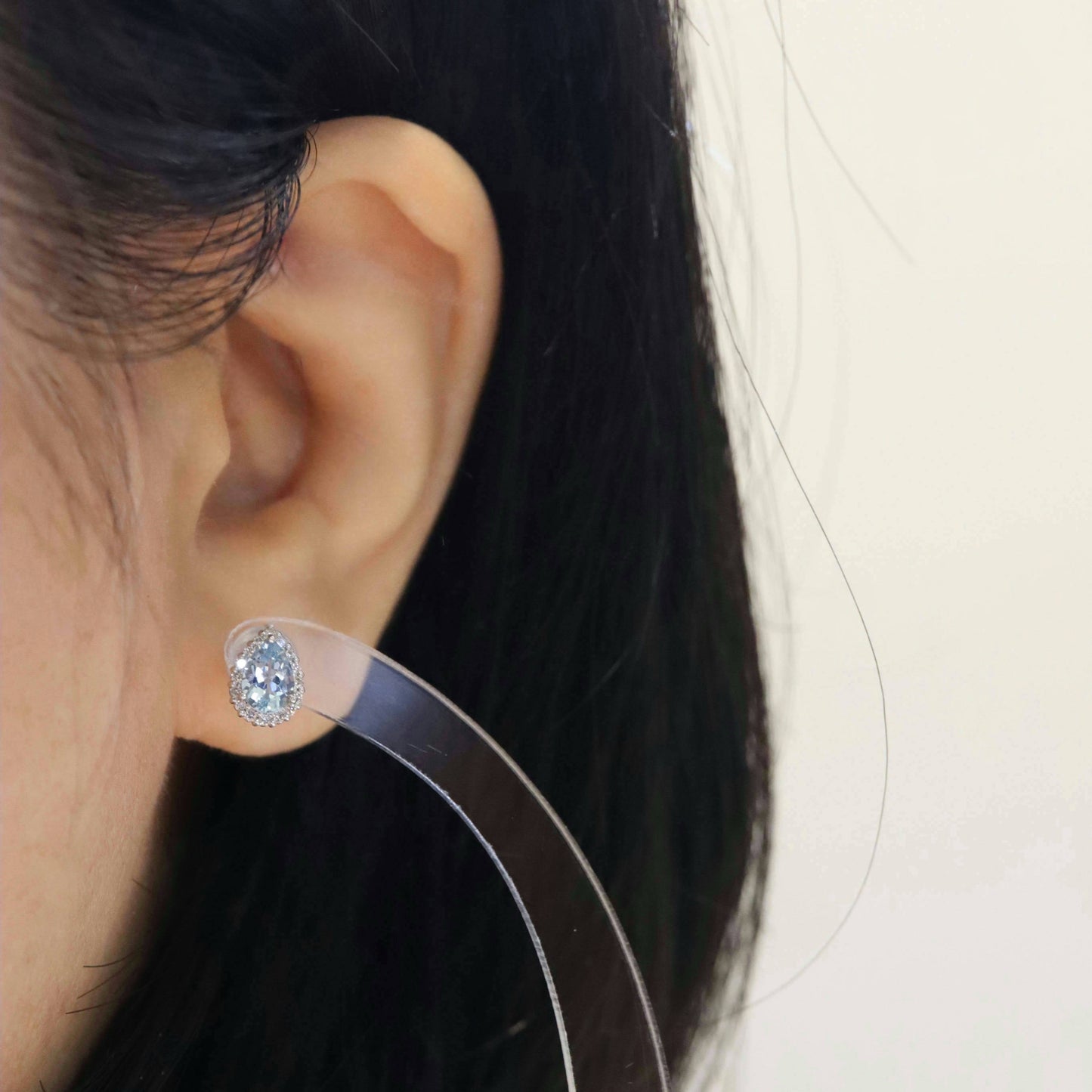 Pt900 Aquamarine Diamond Earrings