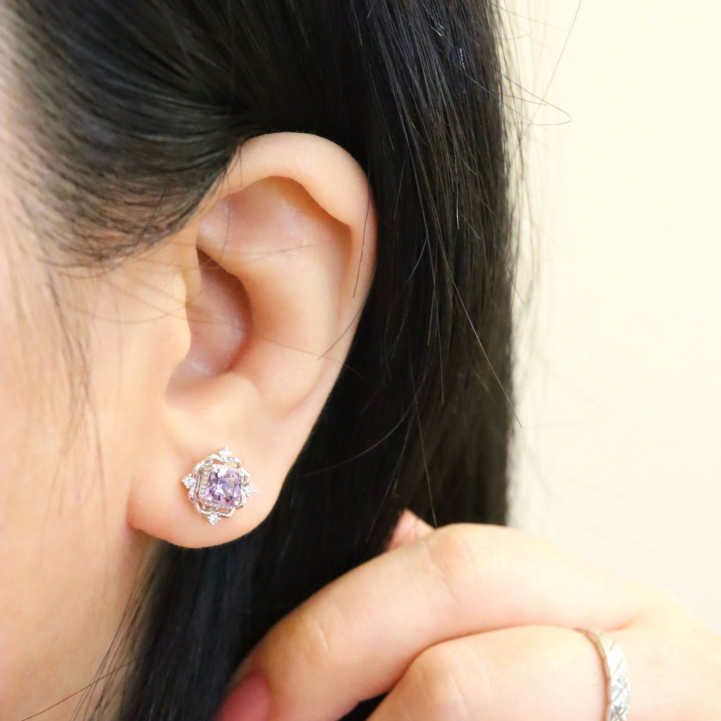 14K 2-way Spinel and Diamond Earrings