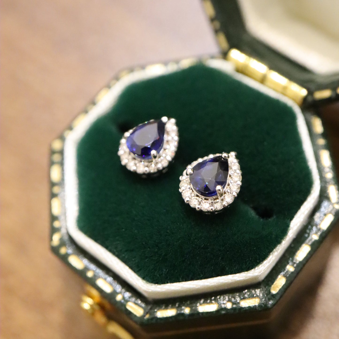 18K Blue Sapphire and Diamond Earrings