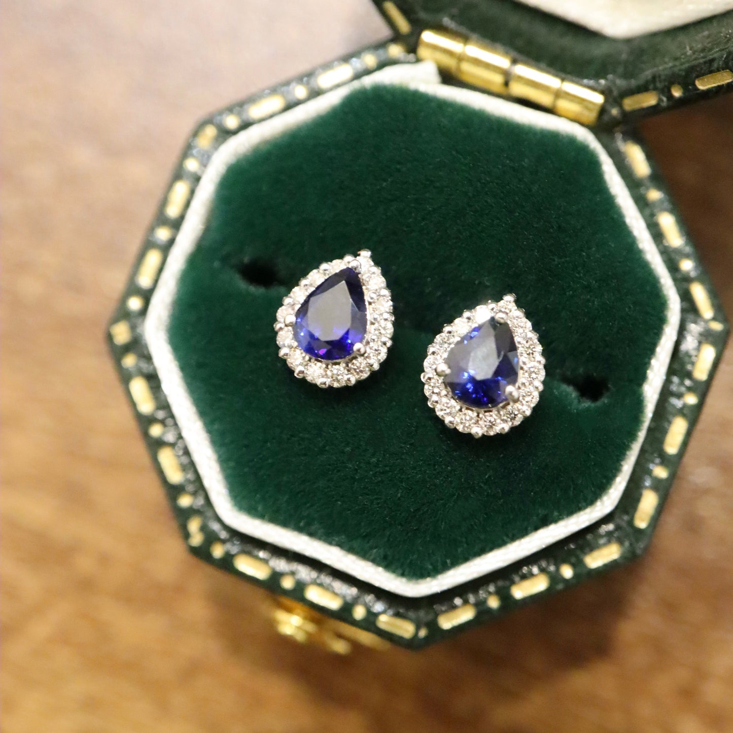 18K Blue Sapphire and Diamond Earrings