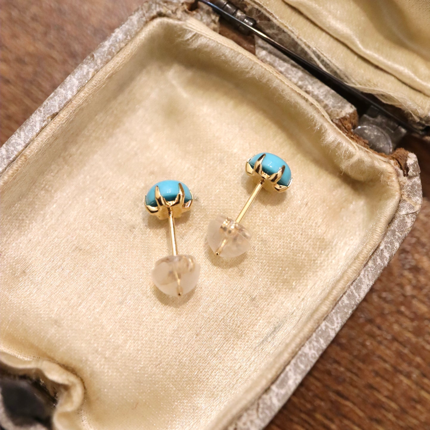 18K Sleeping Beauty Turquoise Earrings