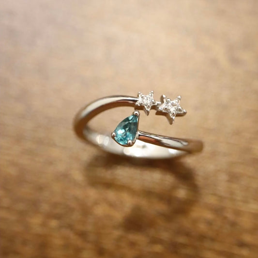 18K Grandidierite and Diamond Ring