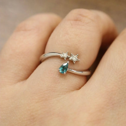 18K Grandidierite and Diamond Ring