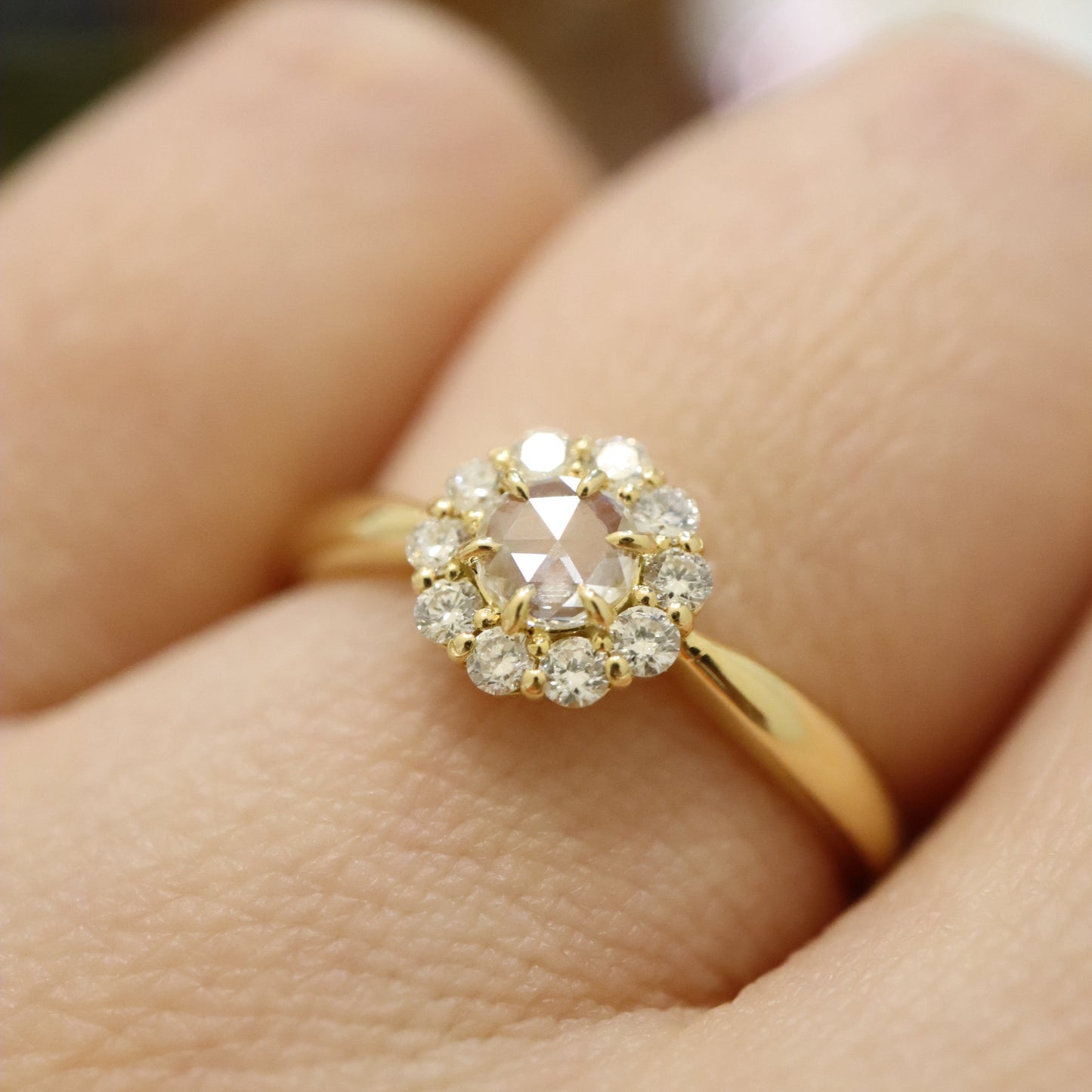 18K Rose Cut Diamond Ring