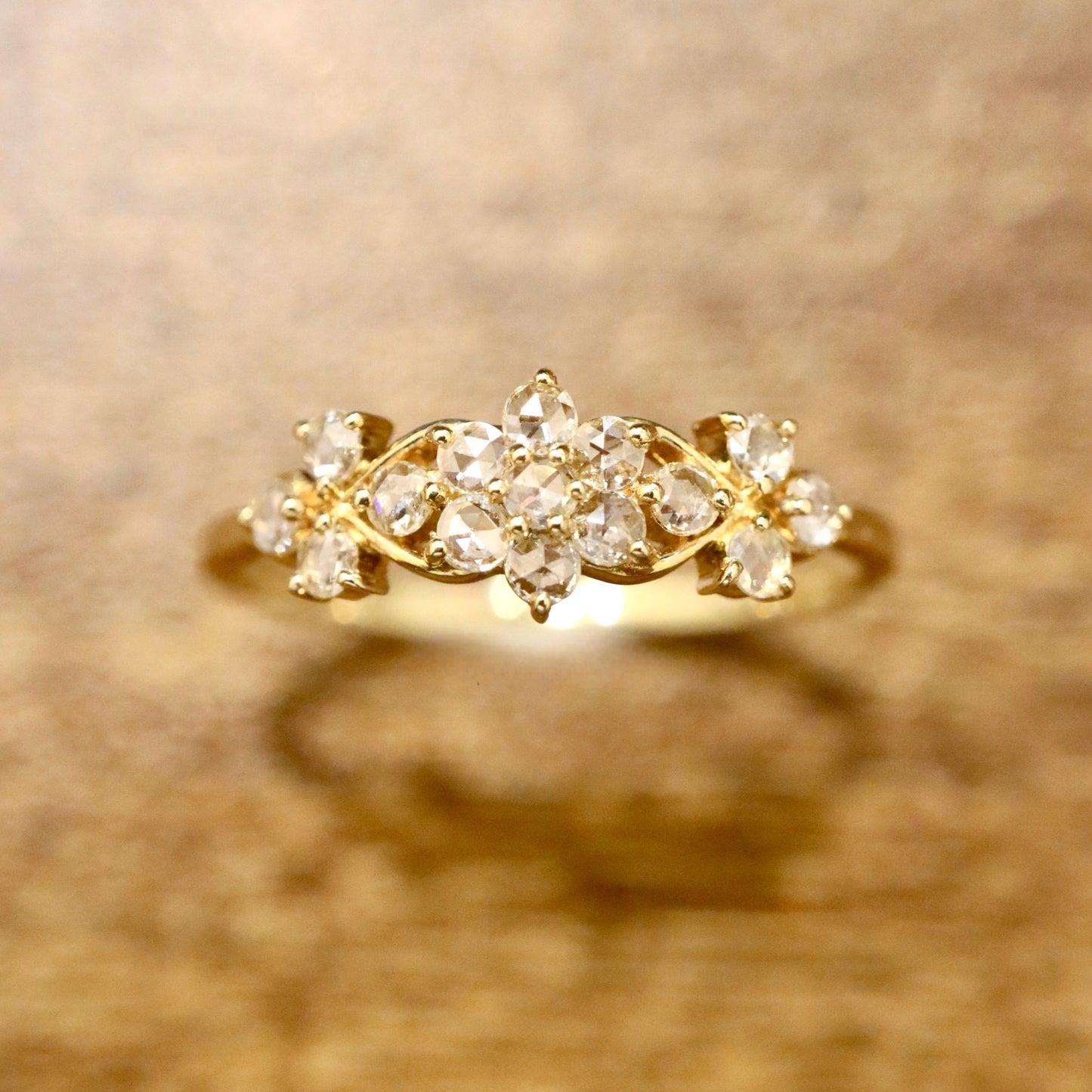 18K Rose Cut Diamond Bouquet Ring