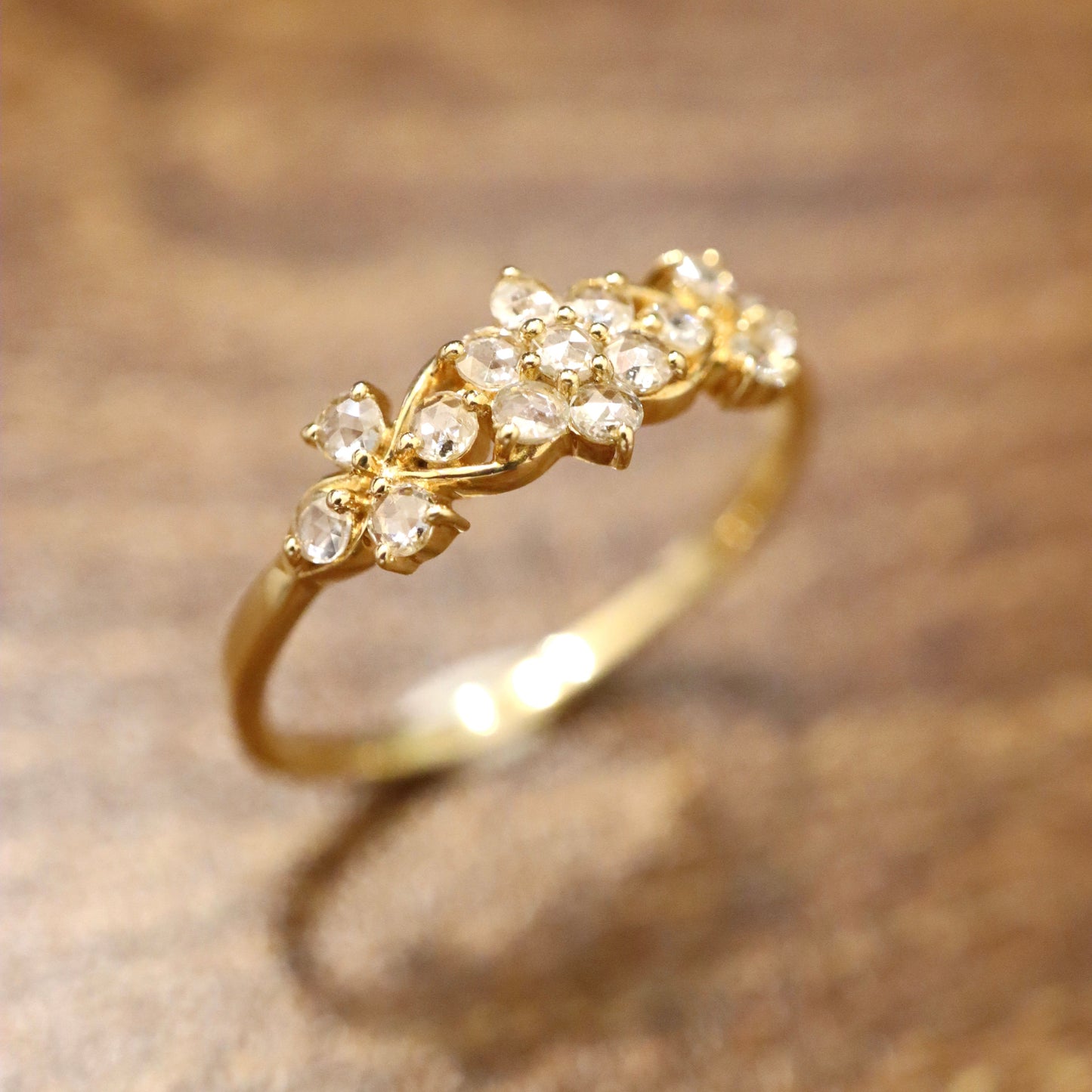 18K Rose Cut Diamond Bouquet Ring