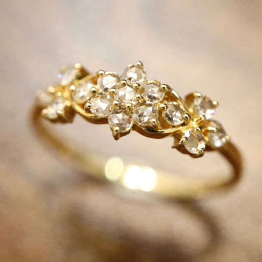 18K Rose Cut Diamond Bouquet Ring