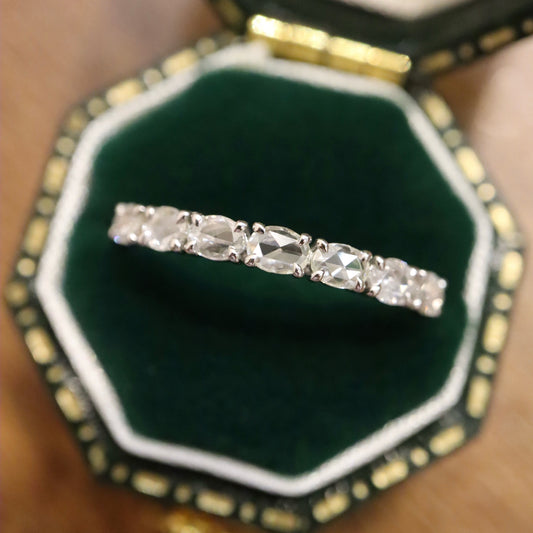 Pt950 Rose cut Oval Diamond Eternity Ring