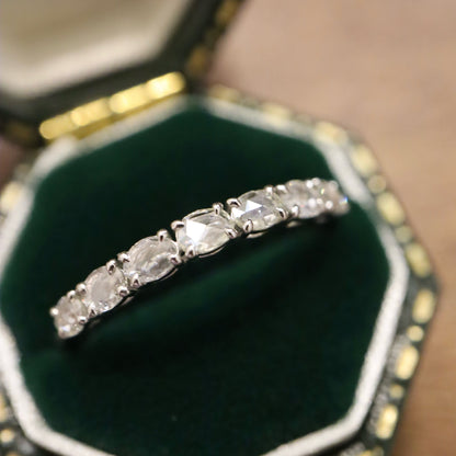 Pt950 Rose cut Oval Diamond Eternity Ring