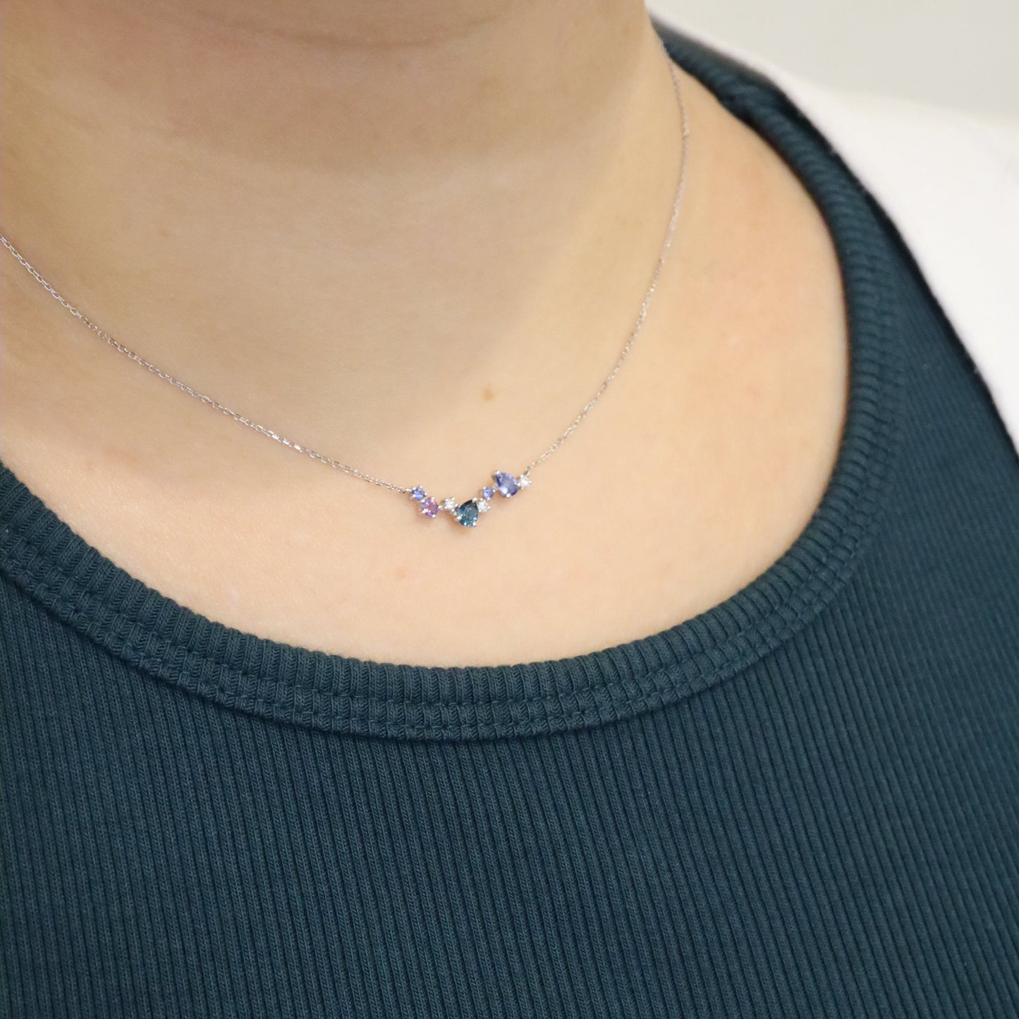 18K Sapphire and Diamond Petal Neckkace