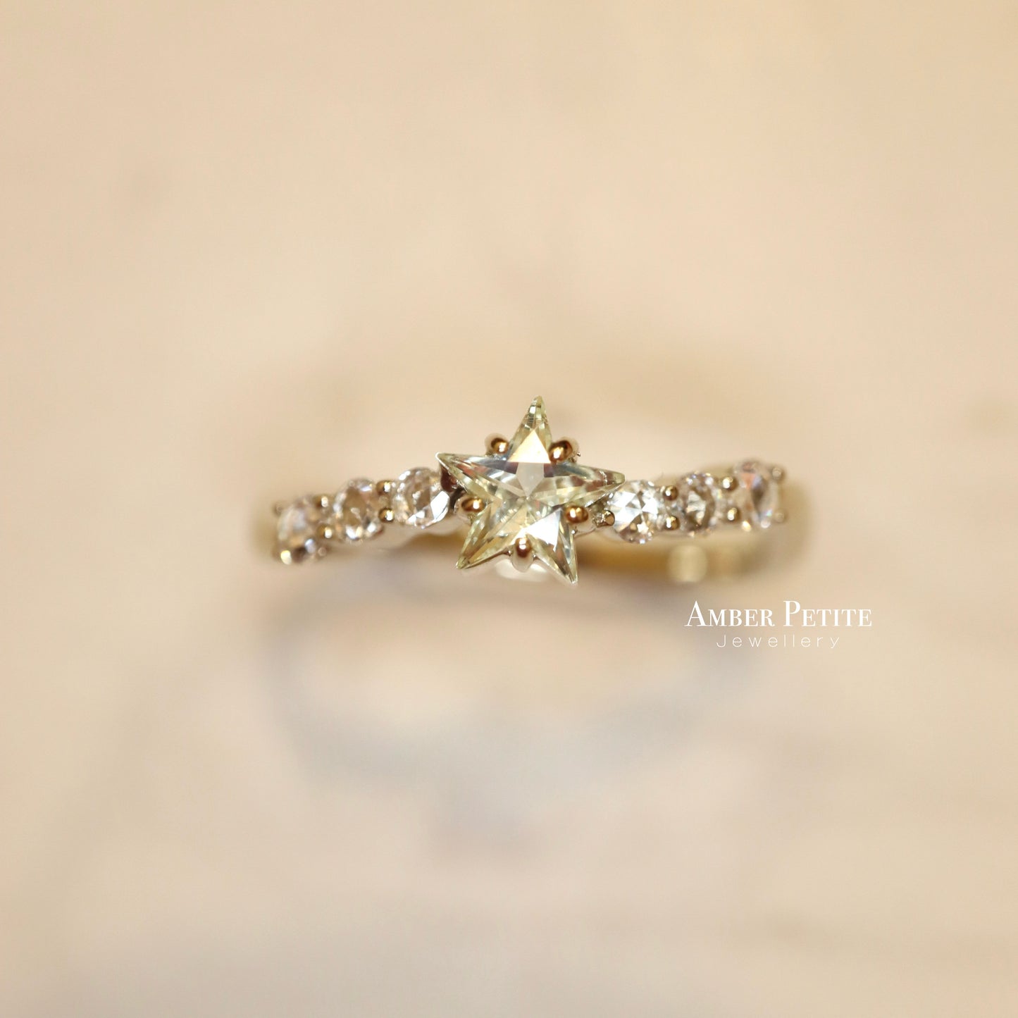 18K Star Cut Sapphire and Diamond Ring