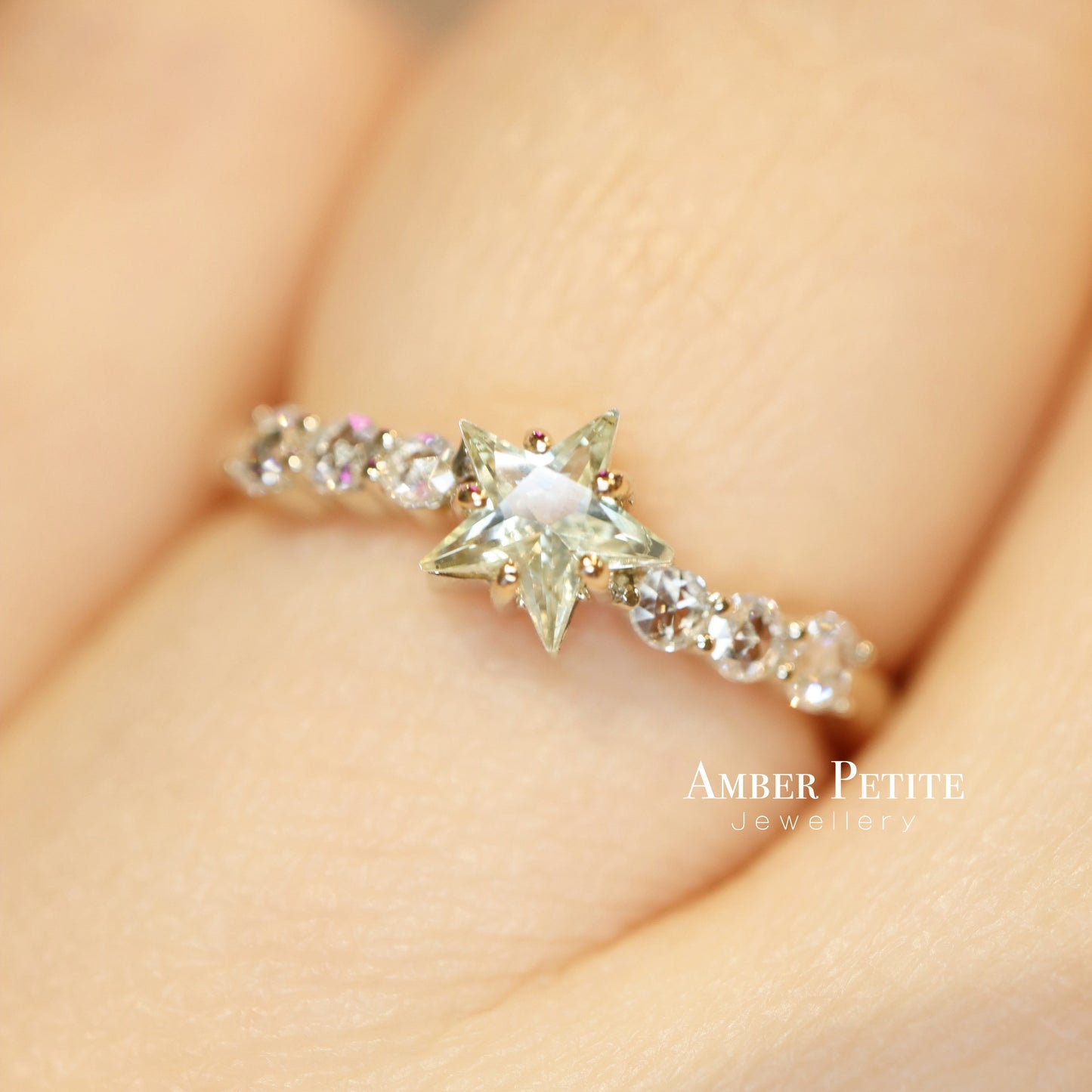 18K Star Cut Sapphire and Diamond Ring